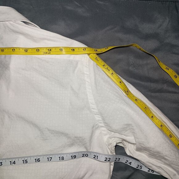 Robert Graham Textured Jacquard Pattern Shirt Medium White Embroidered Flip Cuff - Picture 9 of 16